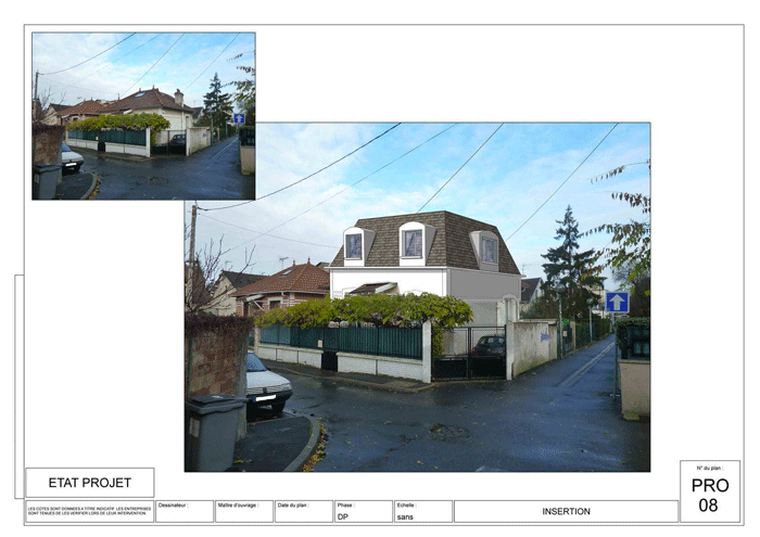 Toiture à la mansart Sartrouville Insertion du projet